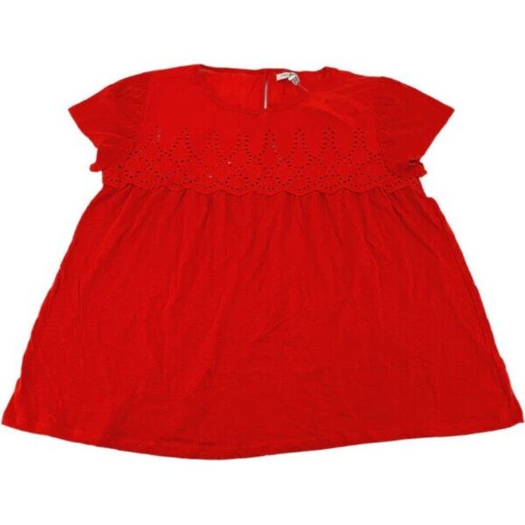 Jachs Girlfriend Eyelet Slub Red Top Size Large - Picture 2 of 2